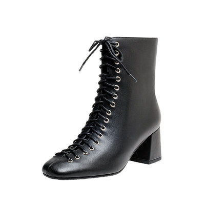 Botas Martin Retro Románticas con Cordones y Tacón Grueso Alto - Image 5