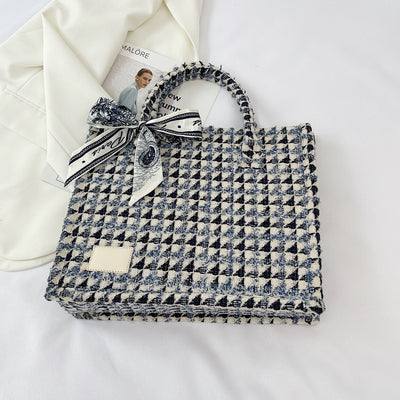 Bolso Tote Texturizado a Cuadros de Gran Capacidad para Viajeros - Image 3