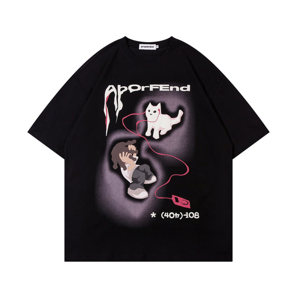 Camiseta Cuello Redondo Manga Corta Unisex Holgada