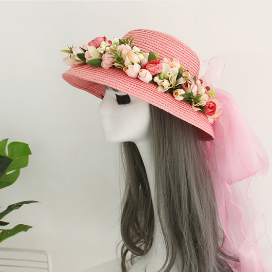 Sombrero de Paja Artesanal con Ala Ancha y Flores para Mujer - Image 34
