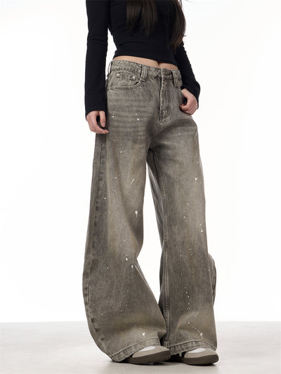 Pantalones Vaqueros Retro Splash Ink Machete para Pareja - Image 14