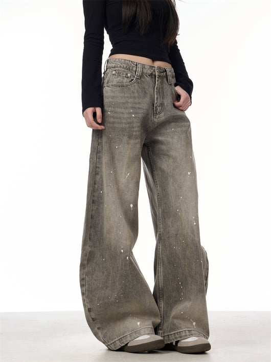 Pantalones Vaqueros Retro Splash Ink Machete para Pareja - Image 14