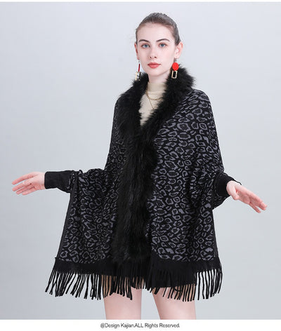 Chal Tejido con Cuello de Pelaje Sintético para Otoño e Invierno - Image 14