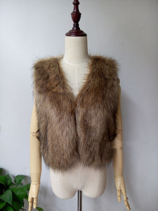 Chaleco Abrigo de Piel Sintética Corto para Otoño e Invierno - Image 6