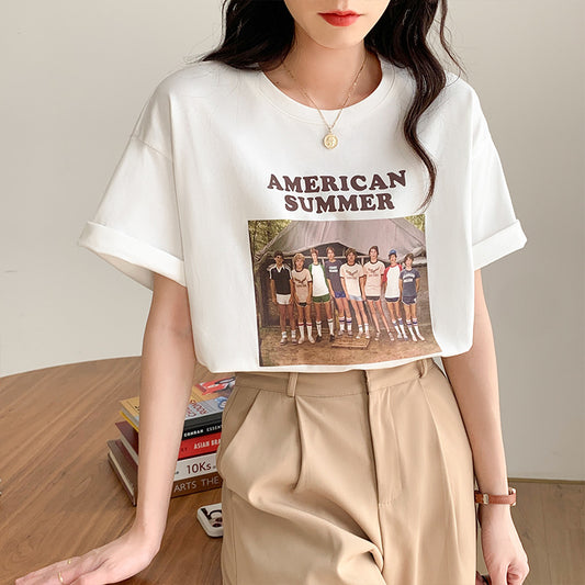 Camiseta Oversized Vintage con Estampado y Manga Corta - Image 2