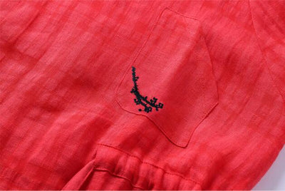Vestido Largo de Lino y Algodón con Cuello en V y Bordado Jacquard Literario - Image 14