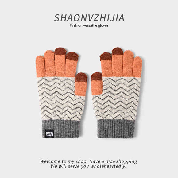 Guantes de Lana Tejidos con Diseño Piña para Mujer - Invierno