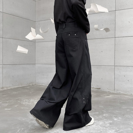 Pantalones Anchos Plisados Hombre - Corte Relajado Oscuro - Image 3