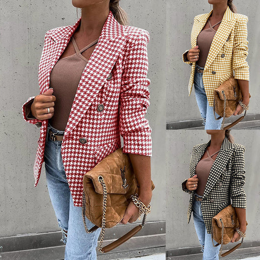 Blazer de Negocios Casual Estampado Pata de Gallo Ajuste Slim - Image 13