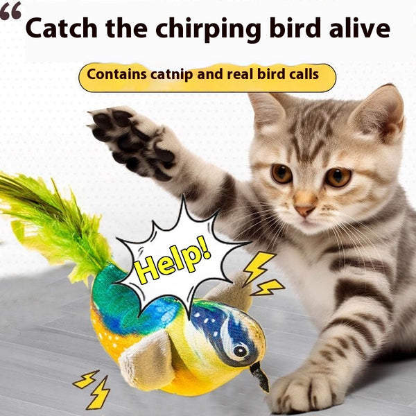 Juguete Interactivo para Gatos con Pájaro Cantante y Movimiento