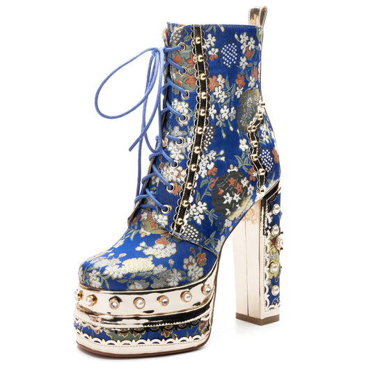 Botas Martin Plataforma Ultra Tacón Alto con Remaches y Seda - Image 11