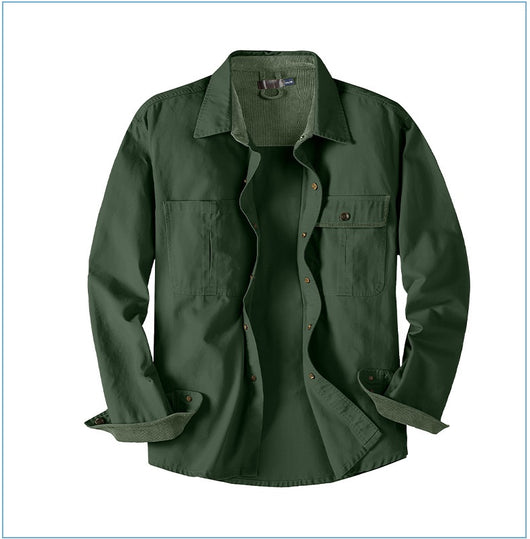 Camisa Polo de Manga Larga Algodón Lavado Tallas Grandes Hombre Color Sólido - Image 36