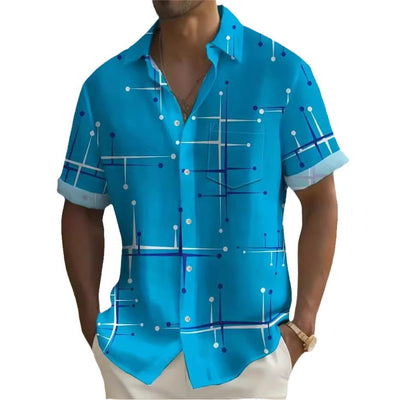 Camisa Estampada para Hombre con Cuello Solapa de Manga Corta - Image 5
