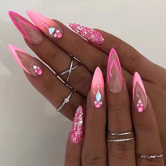 Uñas Postizas Almendra Doble Francés