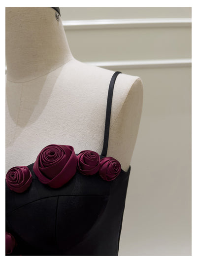 Falda Suspender Estilo Socialité Francesa con Cintura Ajustada y Flores - Image 21