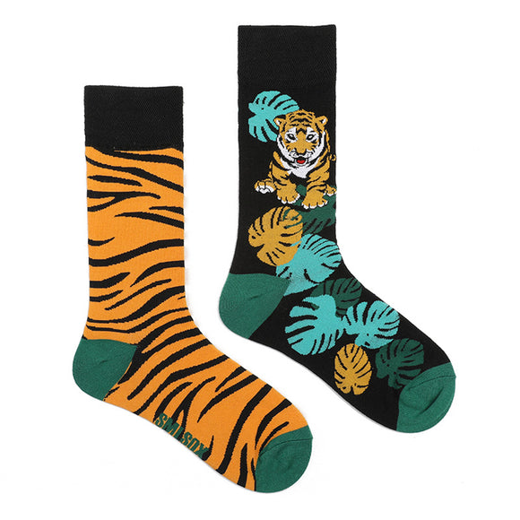 Calcetines Retro Asimétricos para Parejas - Algodón Cómodo Unisex