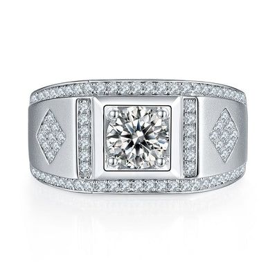Anillo de Bodas para Hombre Plata 925 con Moissanita de Quilate Completo - Image 4