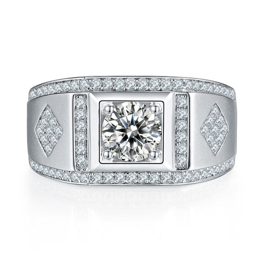 Anillo de Bodas para Hombre Plata 925 con Moissanita de Quilate Completo - Image 4