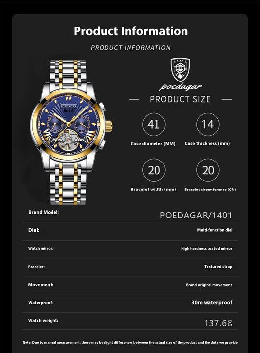 Reloj Automático Mecánico Impermeable Multifuncional para Hombre - Image 24