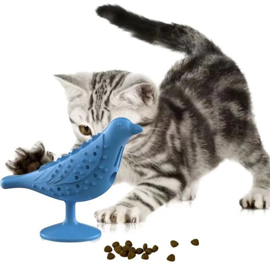 Juguete Interactivo para Gatos con Forma de Pájaro - Dispensador de Premios y Masticable