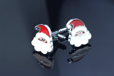 Gemelos Navideños Esmaltados con Papá Noel para Camisa Francesa - Image 6