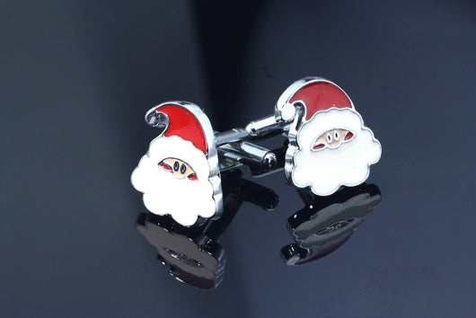 Gemelos Navideños Esmaltados con Papá Noel para Camisa Francesa - Image 6