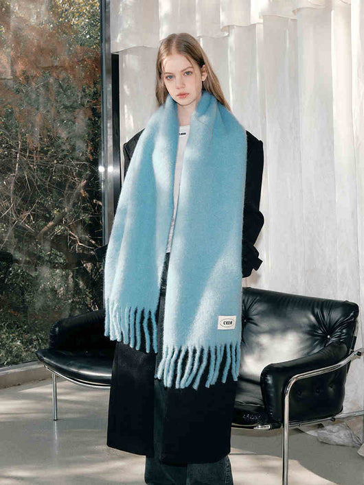 Bufanda de Lana Mohair Elegante - Chal Liso de Color Sólido - Image 5