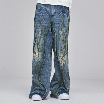 Jeans Anchos Desgastados Estilo Industrial American Street