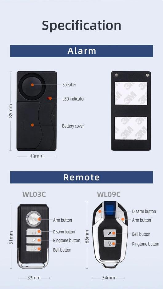 Detector de Vibración Inalámbrico con Control Remoto y Alarma Antirrobo - Image 15