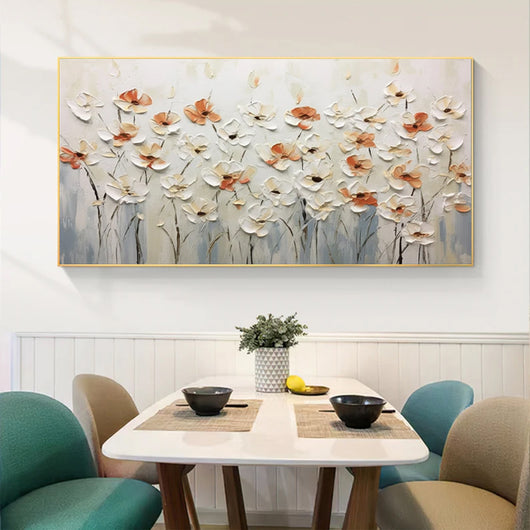 Cuadro Abstracto Flores Blancas - Pintura al Óleo Sobre Lienzo Hecho a Mano - Image 5