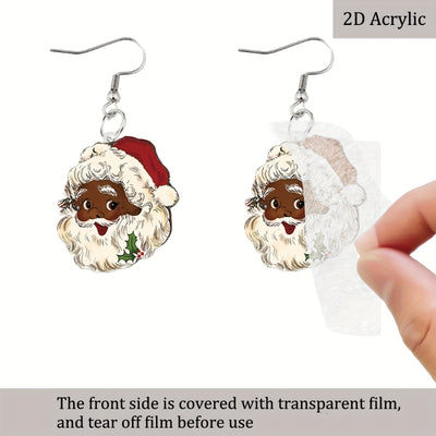 Aretes Colgantes de Papá Noel en Acrílico - Diseño Navideño Adorable - Image 7
