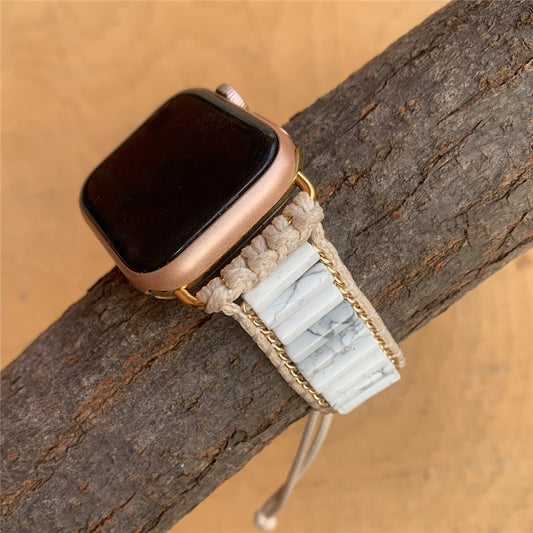 Correa de Reloj Tejida en Piedra Natural Blanca de Pino