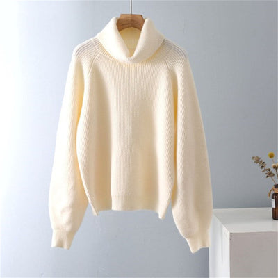 Suéter Cuello Alto Holgado de Color Liso para Mujer - Image 18