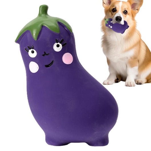 Juguetes Masticables para Perros Forma de Verduras - Cebolla y Berenjena Látex Natural - Image 8