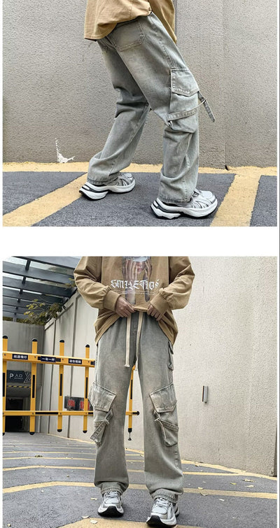 Pantalones Casuales Holgados Multibolsillos Lavado Industrial - Image 20