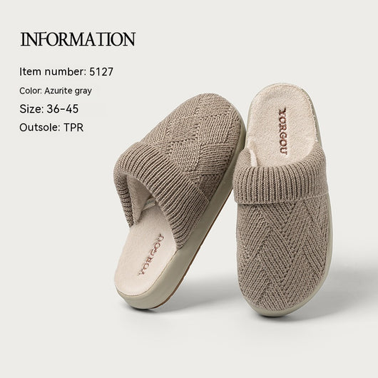 Pantuflas Térmicas de Lana y Algodón para Invierno - Suela Gruesa Antideslizante - Image 6