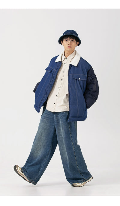 Abrigo Denim Acolchado Retro Americano para Hombre - Image 19
