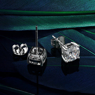 Aretes de Plata Esterlina 925 con Diamante de Alto Carbono Corte Cojín - Image 5