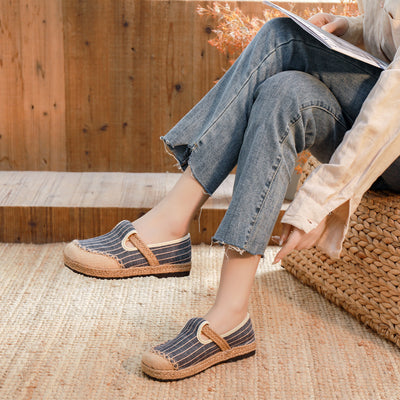 Zapatos de Lino para Mujer con Rayas Artísticas y Combinación de Colores - Image 4