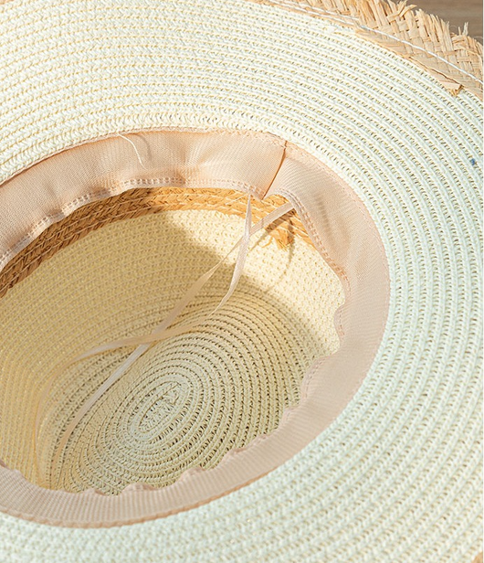 Sombrero de Paja Retro con Combinación de Colores y Protección Solar - Image 18