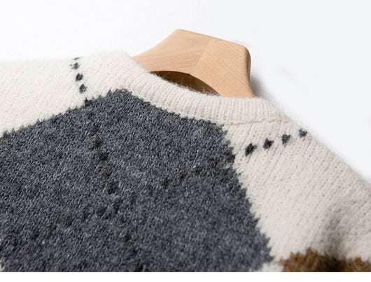 Cardigan Corto de Alpaca con Contraste Geométrico para Mujer - Image 15