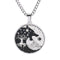 Mens Vintage Wolf Head Tree Of Life Pendant Necklace Steel