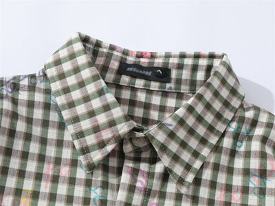 Camisa Suelta a Cuadros Manga Corta para Hombre - Image 5