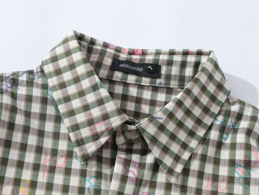 Camisa Suelta a Cuadros Manga Corta para Hombre - Image 5