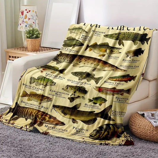 Manta Franela Estampada con Diseño de Peces de Dibujos Animados