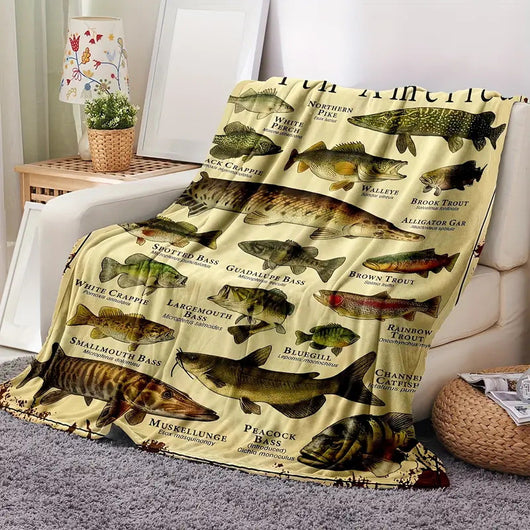Manta Franela Estampada con Diseño de Peces de Dibujos Animados
