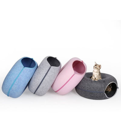 Casa Túnel para Gatos Donut - Cama de Fieltro Natural con Juguetes Interactivos - Image 13