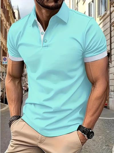 Polo Casual Holgado de Manga Corta Liso para Hombre - Image 40
