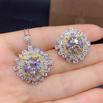 Conjunto de Anillo y Dije con Diamante Moissanita para Mujer