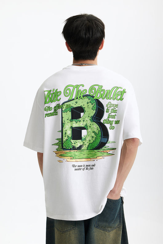 Camiseta Suelta Personalizada Letra B Estilo Urbano Casual para Hombre - Image 7